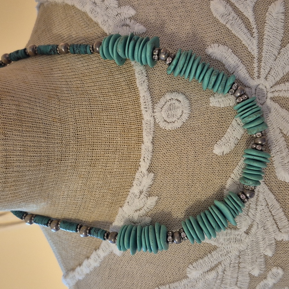 Handmade Turquoise and Sterling Siver Necklace and Earring Set
